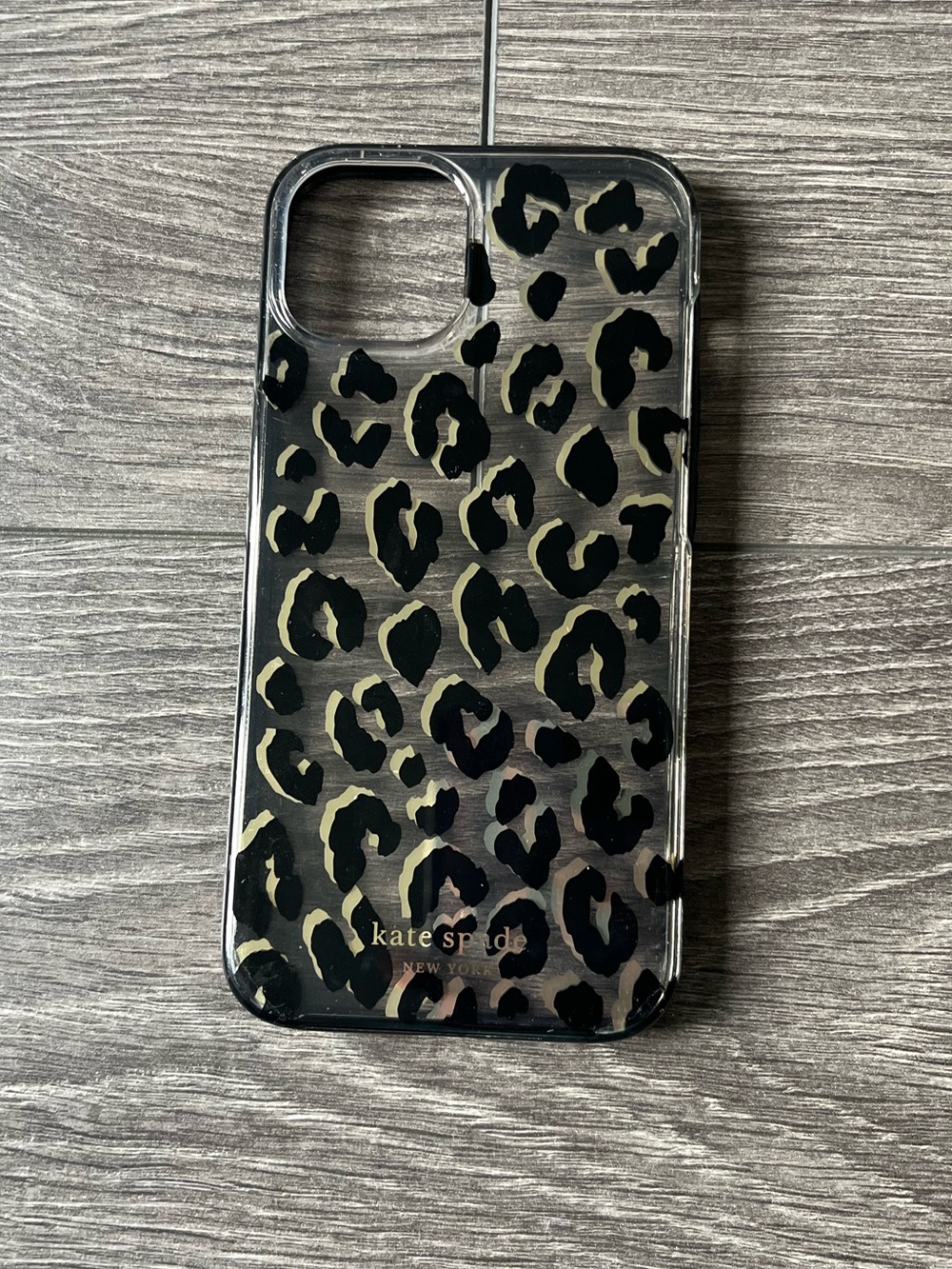 kate spade Leopard Print Clear iPHONE13 Phone Case in Black and Gold